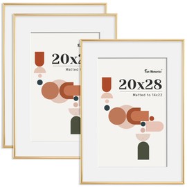 Modern Arched Picture Frames (Set of 3), Shatterproof PVC Photo Frames 20x28, Display Pictures 14x22 with Mat or 20x28 Without Mat, Lightweight, Water-Resistant & Space-Saving Home/Office Decor, Gpld