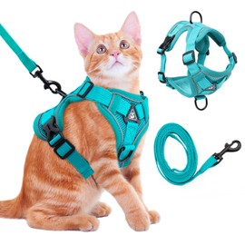 Cat Harness and Leash for Walking Soft Cat Harness Escape Proof, Adjustable Kitten Harness Cat Leash Reflective Strips Jacket, Breathable Cat Vest Harness Set for Kitten Easy to Wear Outdoor Walking