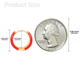 MESOVOR Small Gold Hoop Earrings for Women, 18K Gold Plated Lightweight Huggie Earrings | Enamel Hypoallergenic Earrings Gifts for Girls (Hot Red)