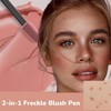 Freckle Blush Pen,Stamp Freckle Pen,2-In-1 Natural Light Brown Freckles Stamp&Soft