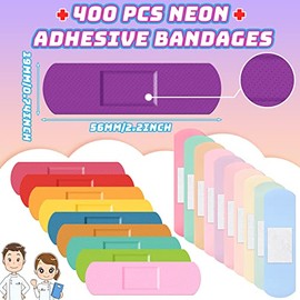 Lounsweer Curitas para Niños Vendas Transpirables Impermeables Vendaje Flexible de Colores Neón Colores Surtidos Protección Flexible de Herida Cuidado Raspaduras y Corte Ligero(400 Piezas)