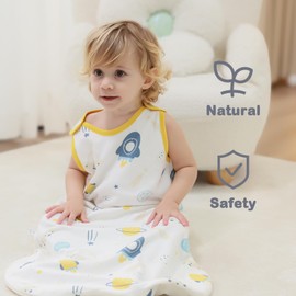 Mosebears Baby Sleeping Bag Summer Pack of 2, Cute Animal Cartoon Washable Blanket 0.5 tog for Girls and Boys, Wearable Blanket Sleeveless Sleeping Bag (RhinoSchiff, S (0-6 Months))