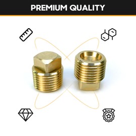 HAPDEN Boat Plugs 1/2 Inch Npt Solid Brass Boat Drain Plug, 2 Pack Garboard Drain Plug Boat Drain Plug Fits Most Boat Hulls (1/2 Inch NPT)