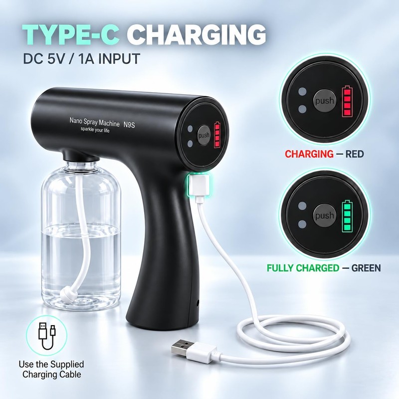 N9S Cordless Nano ULV Atomizer Sprayer, 350ml, Black