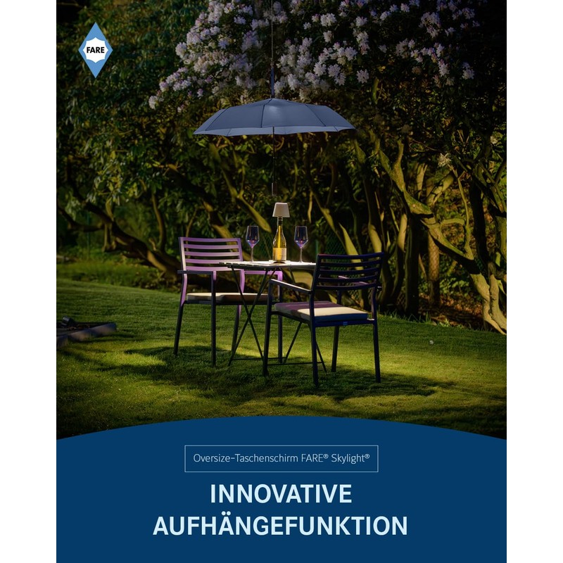 FARE Oversized Pocket Umbrella Skylight - Effective Umbrella with LED