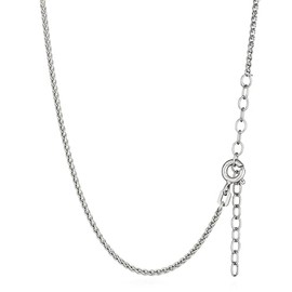 NKlaus 40/45 + 5 cm plait chain, 925 silver, rhodium-plated, adjustable length, 1.5 mm wide, women's silver chain, Sterling Silver