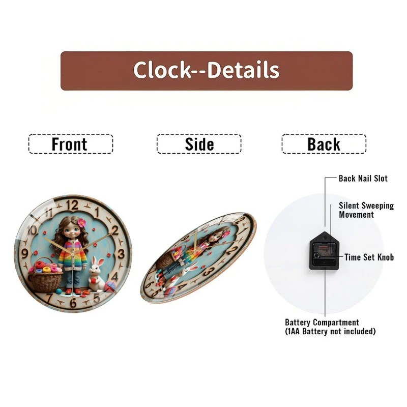 Library Silent Wall Clock 30x30cm Round Glass for Quiet Spacessheet