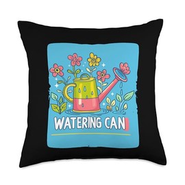 Cute Watering Can Graphic for a Nice Garden Look Throw Pillow