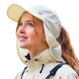 TOP-EX Women's Sun Hat Ponytail UV Protection Baseball Cap with Neck Protection Waterproof Outdoor Hat Summer Fishing Hat Safari Hiking Hat, 96550#Beige