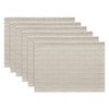 ZeeMart Artisanal Grid Decorative Linen Placemats Set of 6, Ivory