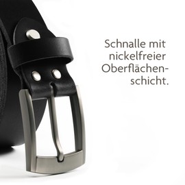 Fa.Volmer ® Buffalo Leather Belt for Men and Women / Leather Belt 35 mm Wide / Can Be Shortened / Model Austin (Available in Black and Brown), black