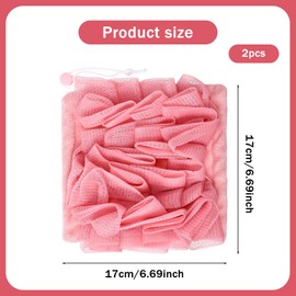 LXUEJIE 2 PCS Bar Soap Loofah, 2 in 1 Loofah Pouch Washcloth Shower Ball Exfoliating Shower Pouf with Bar Soap Pocket for Body Wash Cleansing and Smooth Skin, Pink and Green