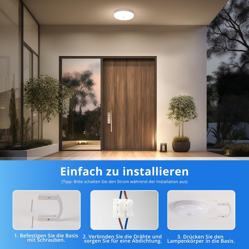 Combuh LED Ceiling Light with Motion Sensor Indoor Round Ceiling