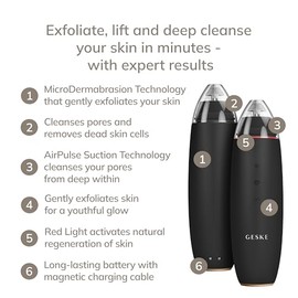 GESKE | SmartAppGuided™ MicroDermabrasion Blackhead Remover | Eliminador de puntos negros 7 en 1 | Limpiador de poros eléctrico | limpieza al vacío in