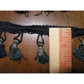 unknown  Tassel Fringe Black and Gold Trim by the yard