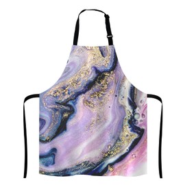 Lefolen Marble Apron, Colorful Natural Luxury Gouache Landscape Unisex Kitchen Bib with Adjustable Neck for Cooking Gardening,Adult Size