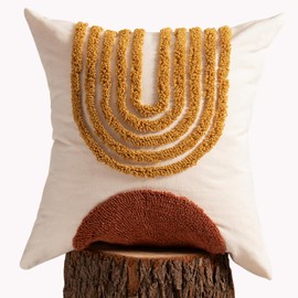 lifein 18x18 Pillow Covers-Throw Pillow Cover,Tufted Boho Jacquard Pillow Covers,Farmhouse Decorative Pillow Cover,Pillow Cases for Gift,Couch,Sofa,Bed,Chair,Living Room,Home Decor(18x18inch)