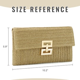 EVEOUT Straw Clutch for Women Summer Straw Handbag Wedding Bag Woven Clutch for Party Holiday, Natural colour, bohemian