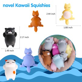 16pcs Mochi Squishy Toys Set, Mini Kawaii Animals Squishies Pack Fidget Toys for Kids - Cat Party Favors, Fidget Toys Packs, Birthday Gifts for Boys & Girls