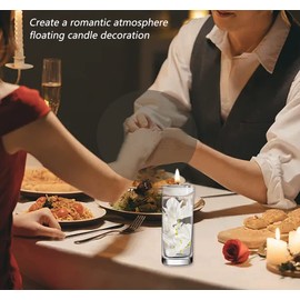 12 Pcs Artificial Orchid Flower for Floating Candle Centerpieces, White Faux Flower Vase Fillers for Wedding Table Party.