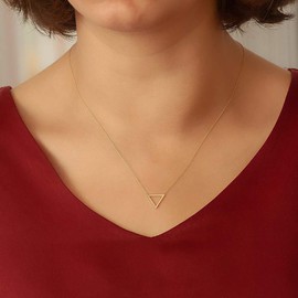 Gold Triangle Pendant Necklaces for Women,14K Gold Plated Cute Open Geometric Elegant Handmade Necklace,Trendy Fashion Dainty Necklace (triangle gold)