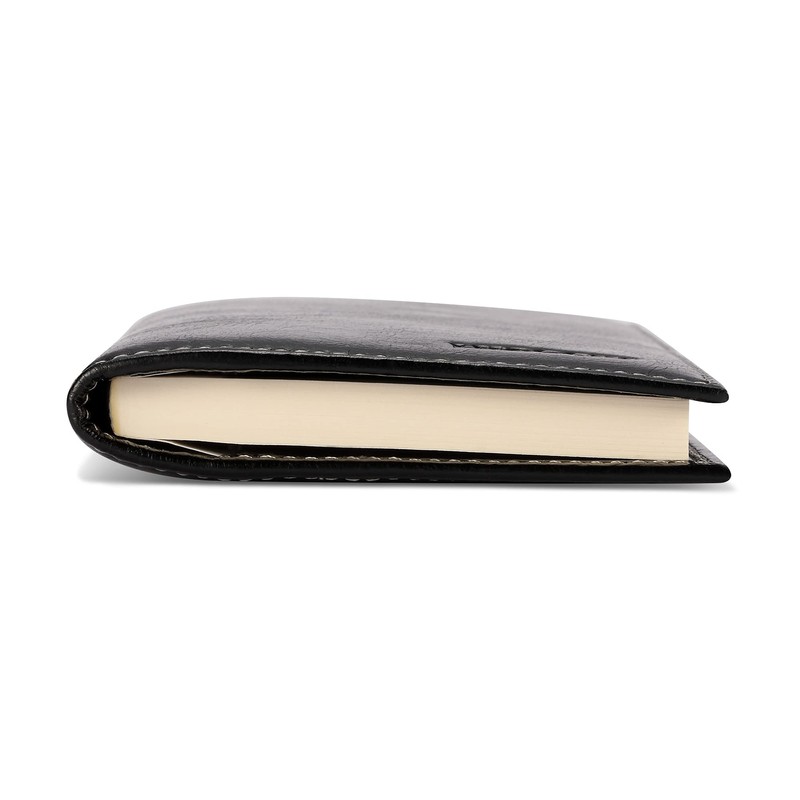 HISCOW Minimalist Checkbook Cover - Italian Leather (Antiqued Black)