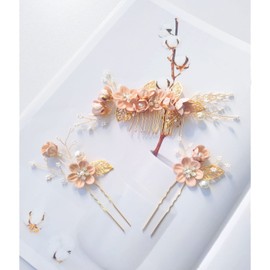 3 Pieces Hair Comb for Bridal Accessories, Durable Hair Comb Wedding, Bridal Hair Comb Wedding Clip Set, Used for Bridal Headband Wedding Hair Accessories (Pink)
