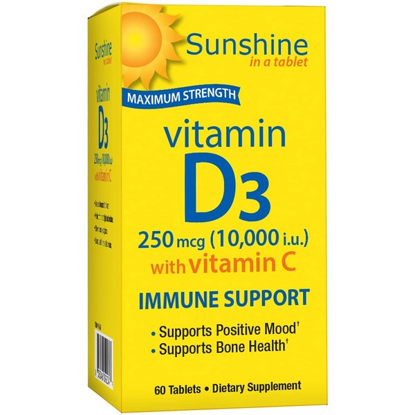 Sunshine Vitamin D 10,000 IU, Healthy and Strong Bones, 30 servings