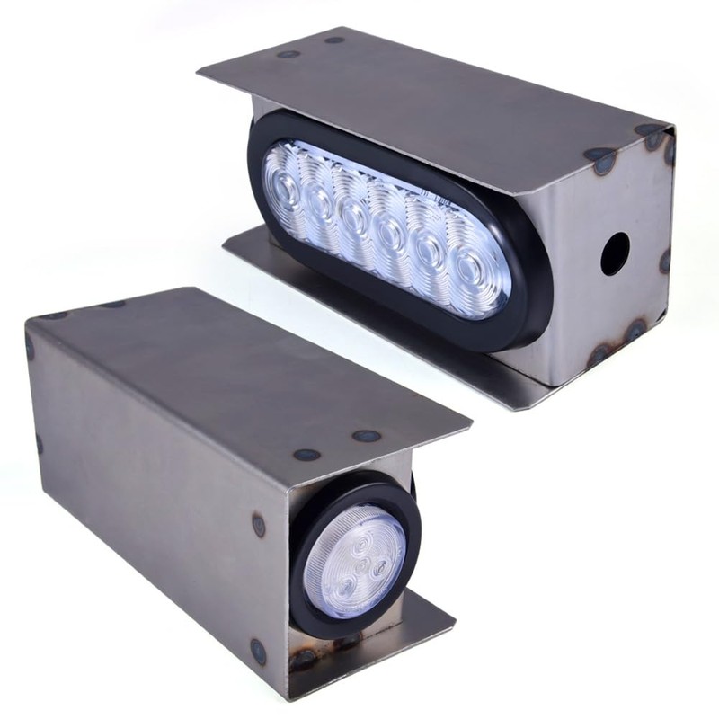PIT66 2 Pcs Trailer Lights Steel Box with 6" Red
