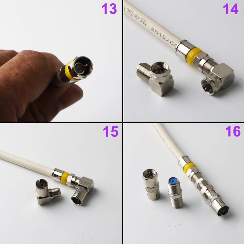 CESFONJER 26 Pcs Coaxial Cable Adapter, 90° Angle Adapter Screwable