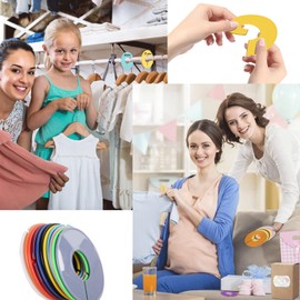 AWOLIC 40 Pcs Round Closet Dividers,Baby Clothes Organizers,Clothing Size Dividers for Racks,Closet Hanger Dividers with 1 Marker for Closet Organization (Multicolor)