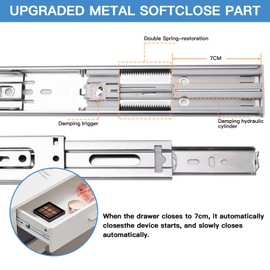 10 inch Drawer Slides Soft Close 6 Pairs (12pcs) Full Extension Ball Bearing Drawer Slides 3 fold Full Stretch Side Mount Drawer Slides 100 LB Capacity Drawer Slide 10" Silver