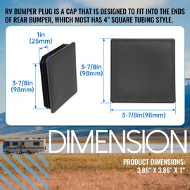 HECASA 2Pcs 4" RV Bumper Plug End Cap Compatible with RV Camper Trailers Square Plastic Bumper End Cap Cover
