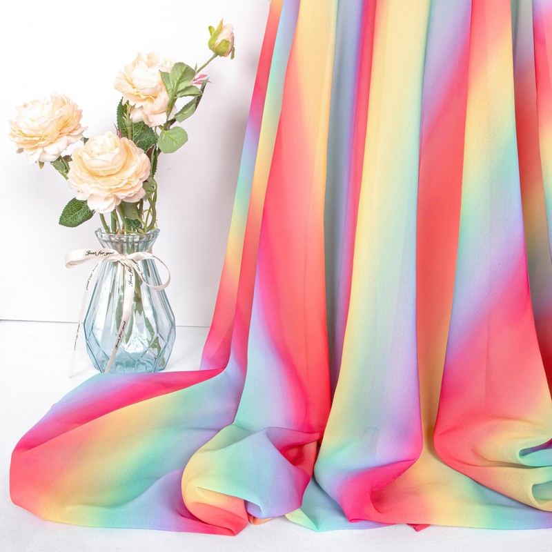DUOBAO Rainbow Chiffon Wedding Arch Decor Kit - 2 Panels