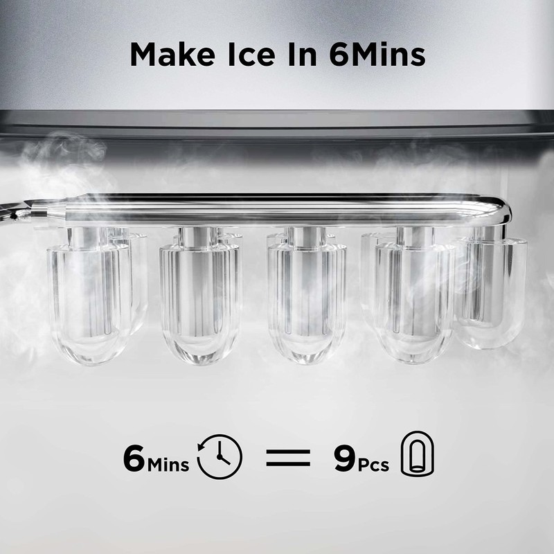 Silonn Ice Makers Countertop, 9 Cubes Ready in 6 Mins,
