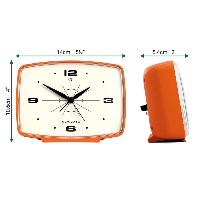 NEWGATE® Brooklyn Alarm Clock | Rectangular Retro Design | Pumpkin