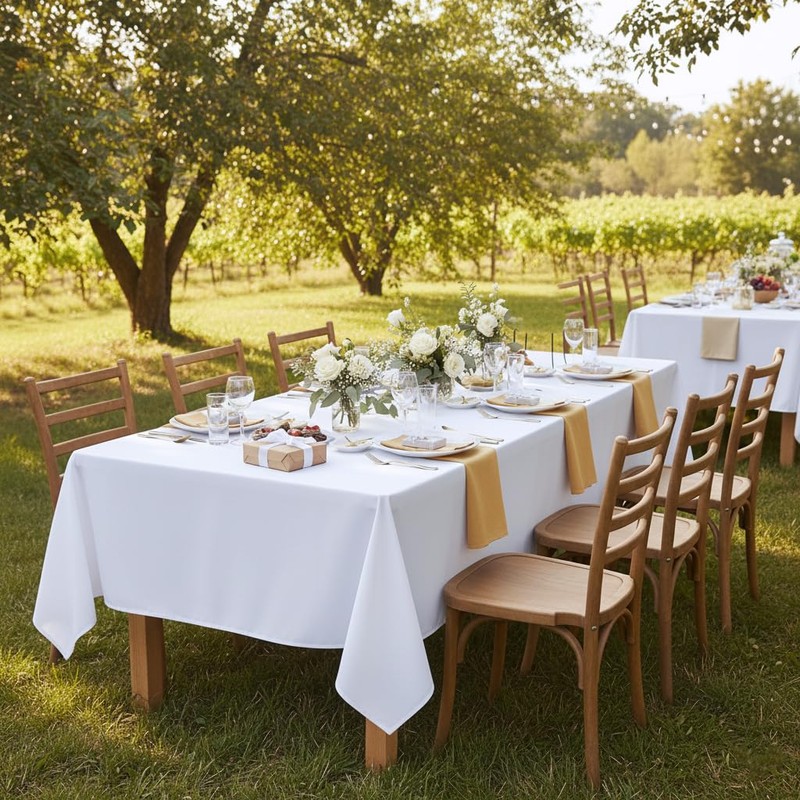 sancua Rectangle Tablecloth, 60 x 84 Inch, White