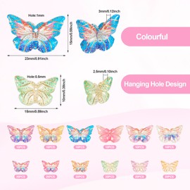 Cheriswelry 180Pcs Butterfly Acrylic Charms Metal Enlaced Butterfly Pendants Supplies Colorful Insect Embellishment 10-15mm 12 Styles for DIY Crafts Necklace Bracelet Jewelry Making