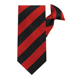 Jacob Alexander Men's 1-Inch Stripes School College Woven Pre-Tied Clip-On Neck Tie - Red Black