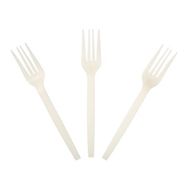 AmerCareRoyal Plant Starch and Polypropylene Unwrapped Disposable Forks for Restaurants and Catering, 7", White, Pack of 1000