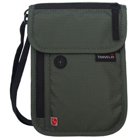 TRAVELiO Passport Holder Men & Women RFID Blocking Hidden Travel Neck Wallet Stash Pouch (Grey)