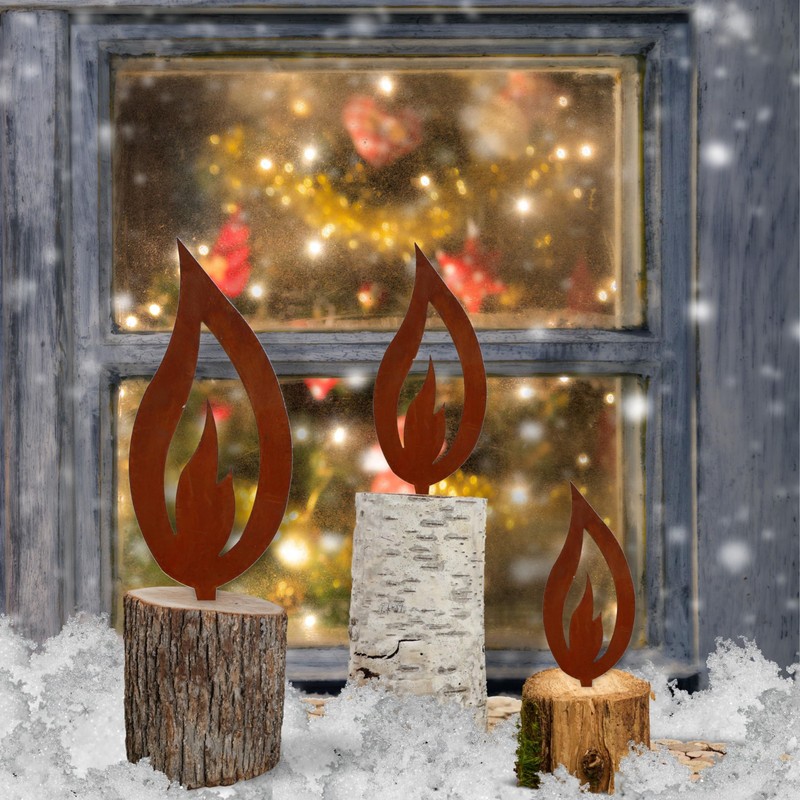 Rostikal Set of 10 Metal Decoration Set Flames 5 cm