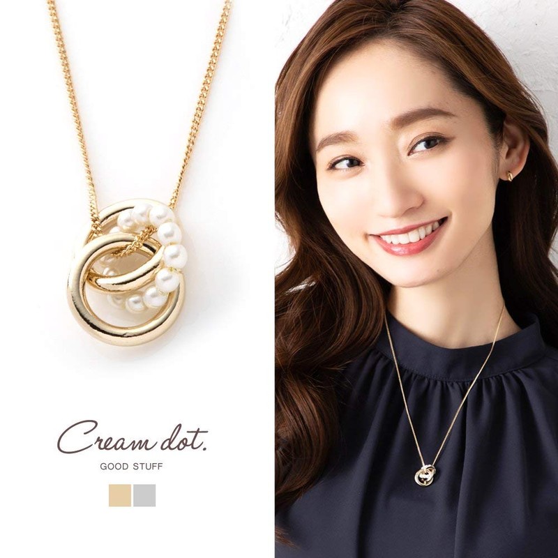 Cream Dot Necklace, Women's Popular, Long Chain, Pearl Ring, 3