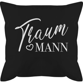 Cushion 50 x 50 cm - Valentine's Day Partner Ideas - Dream Man - Wunschmann Ideal Man Wishing Partner Lover Gift Idea Man Men Him Friend - 50 x 50 cm - Black - Love Gift Wales Day Dream