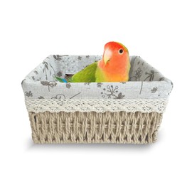 PandaPetals Bird Nest Bed Parrot House with Liner Hanging Bird Hammock Parakeet Nest Stuff Cage Accessories for Parrots Conure Budgie Cockatiel Finch Canary(Medium, 8.7'' x 6.3'' x 4.3'')