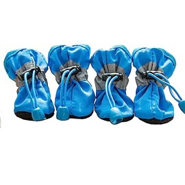 Leconpet Dog Shoes Waterproof Dog Boots for Small Medium Large Dogs with Soft Anti-Slip Sole,Suitable for Rainy Weather Outdoor Walking, Adjustable Elastic Straps, Reflective at Night (Blue, 2)