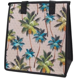Tropical Paper Garden - Medium Insulated Lunch Bag - Palm Trees Taupe