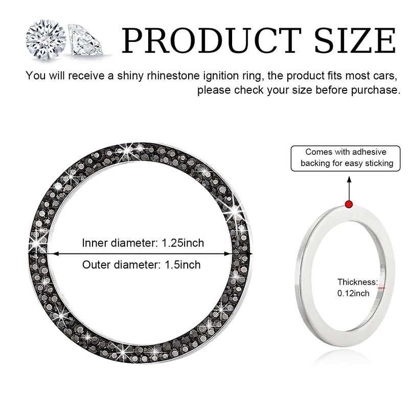 Gasedin Car Engine Start Stop Decoration Ring, Sparkling Crystal Vehicle
