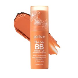 pūrlisse Blush Glow BB - Tinte para labios y mejillas, hidratante y construible 2 en 1 en barra para mejillas y labios, formulado con vitamina E nutri