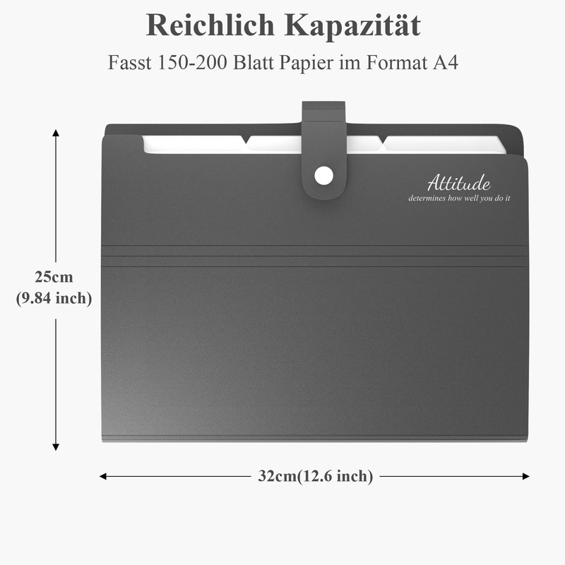 Expanding File A4, Document Folder with 12 Pockets, Document Folder